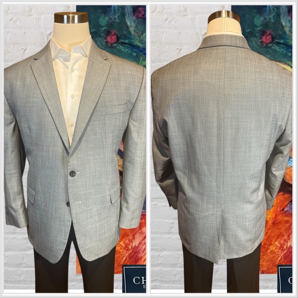 Chaps Ralph Lauren 48R Mens Chambray Blue Dove Gray Nailhead Blazer Jacket - Picture 6 of 13